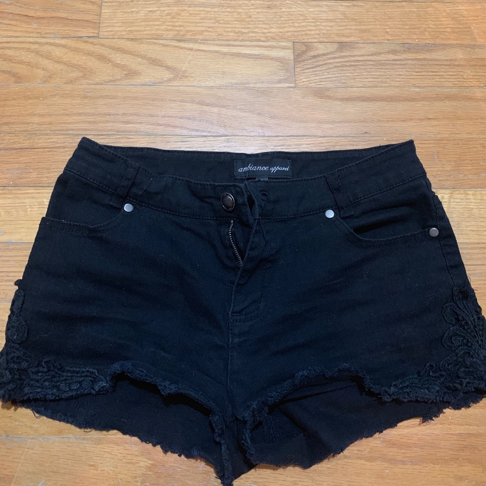 Black jean shorts